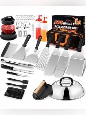 35Pcs Stainless Steel Griddle Accessories Kit for Blackstone, Outdoor BBQ, NIB